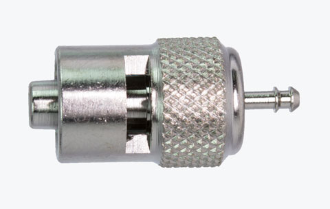 A1215 Male Luer Lock to .085" OD Barb (knurled) Plated Brass Luer to tube barb S4J Manufacturing